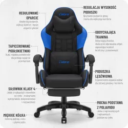 Fotel gamingowy C501 Czarny Niebieski Tkanina